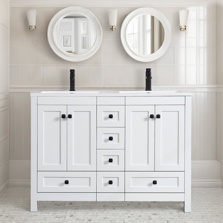 Lark Manor Heriberto 48'' Compact Double Sink Bathroom Vanity Set with ...